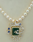 Pearl Necklace with Diamond Pendant and Interchangeable Emerald, Ruby, Sapphire and Tanzanite