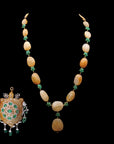 Diamond Turtle Necklace with Natural Emeralds and Sapphires With Earring