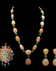 Diamond Turtle Necklace with Natural Emeralds and Sapphires With Earring
