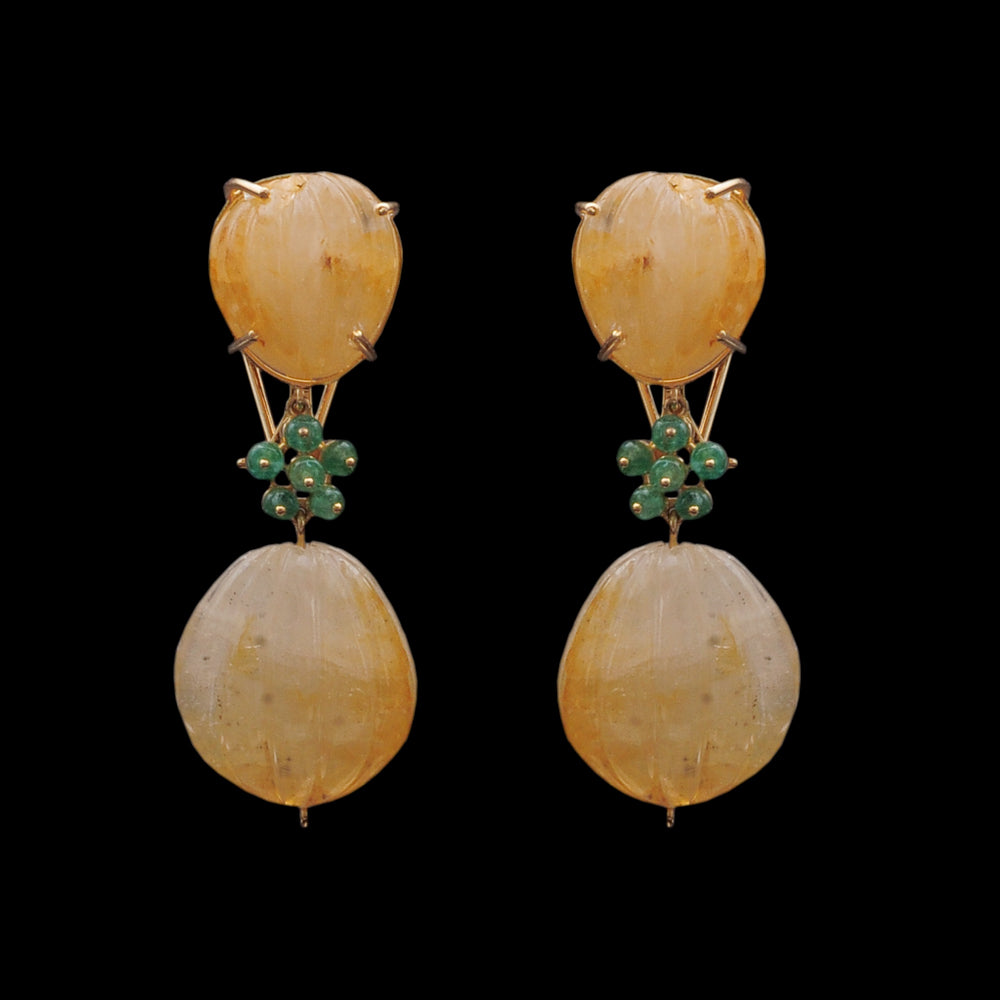 Diamond Turtle Necklace with Natural Emeralds and Sapphires With Earring