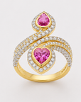 Diamond Ring with Natural Pink Sapphires