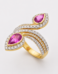 Diamond Ring with Natural Pink Sapphires