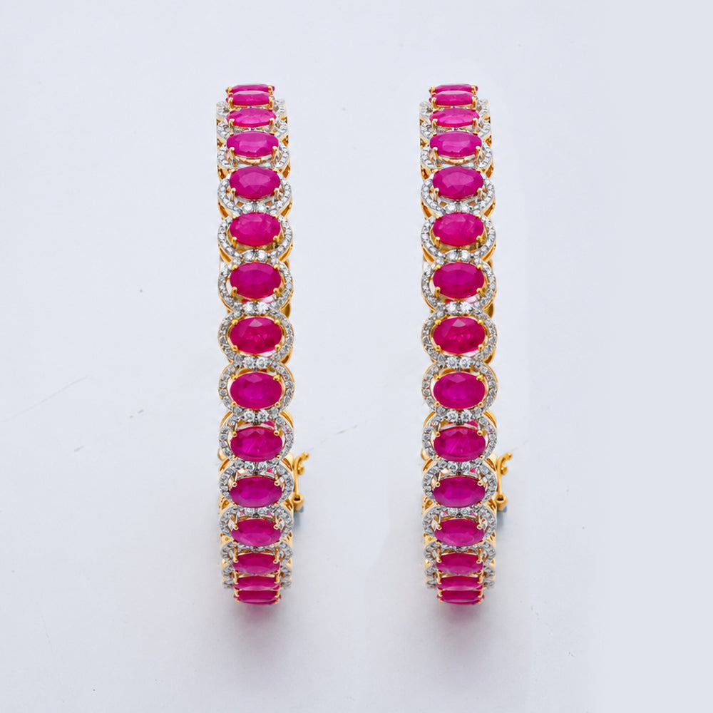 Diamond  Bangles with Natural Rubies