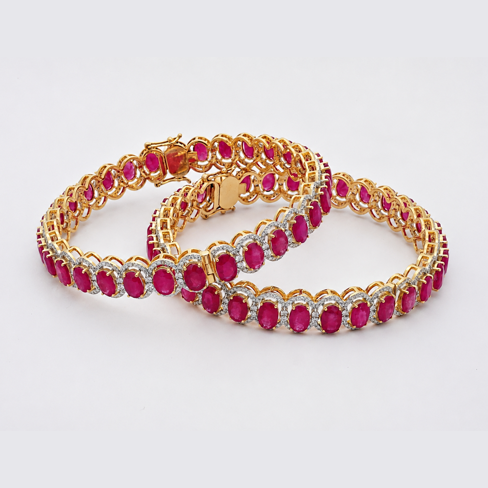 Diamond  Bangles with Natural Rubies