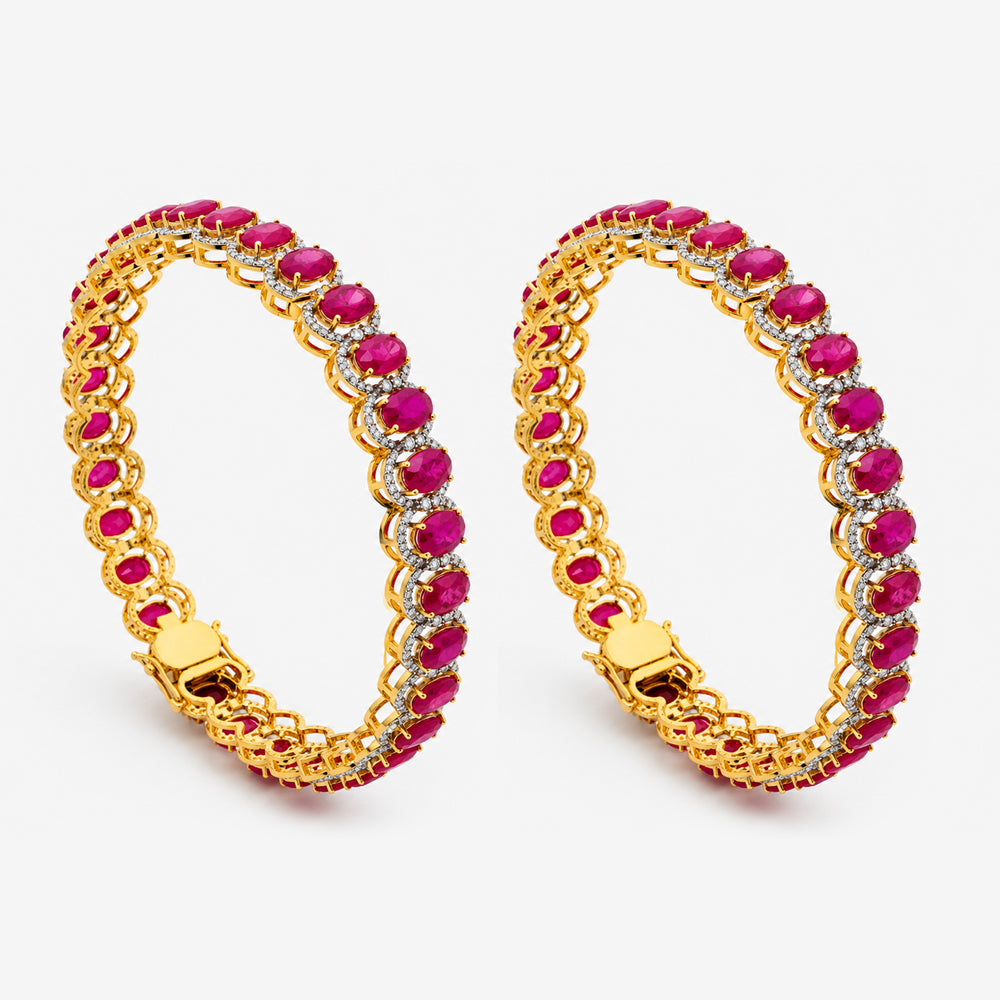 Diamond  Bangles with Natural Rubies