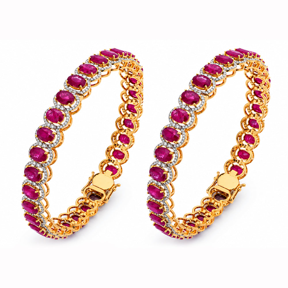 Diamond  Bangles with Natural Rubies