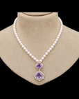 Diamond and Pearl Necklace With Amethyst
