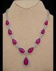 Diamond Necklace With Natural Rubies With Earring
