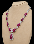 Diamond Necklace With Natural Rubies With Earring