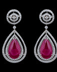 Diamond Necklace With Natural Rubies With Earring