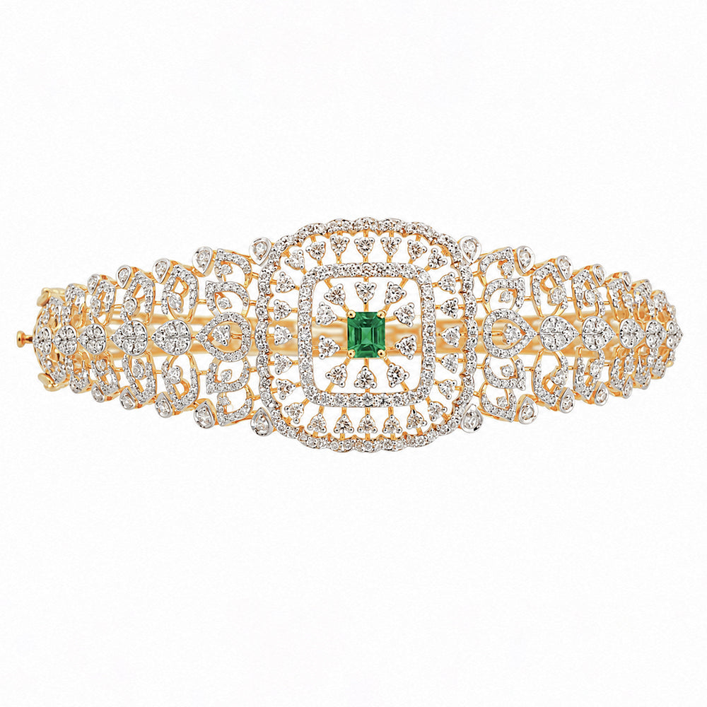 Diamond Filigree Bracelet with Natural Emerald