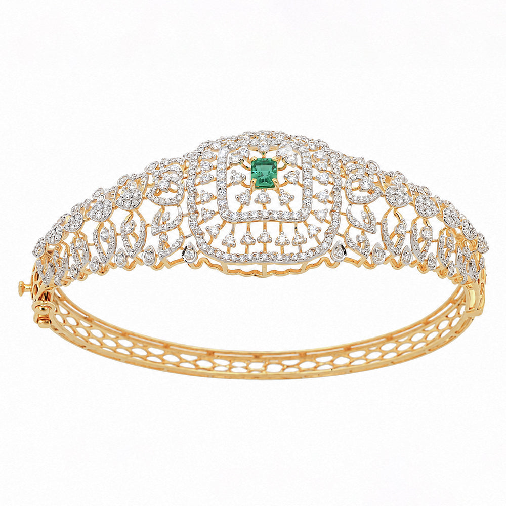 Diamond Filigree Bracelet with Natural Emerald