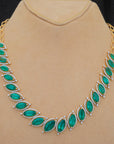Diamond Necklace Set with Marquise Emeralds & Diamond Accents With Earring Set
