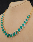 Diamond Necklace Set with Marquise Emeralds & Diamond Accents With Earring Set
