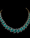 Diamond Necklace Set with Marquise Emeralds & Diamond Accents With Earring Set
