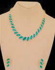 Diamond Necklace Set with Marquise Emeralds & Diamond Accents With Earring Set