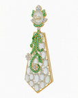 Diamond Earrings with Natural Emerald and Aquamarine