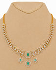 Diamond Necklace with Natural Emerald Drops With Earring Set