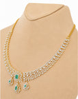 Diamond Necklace with Natural Emerald Drops With Earring Set