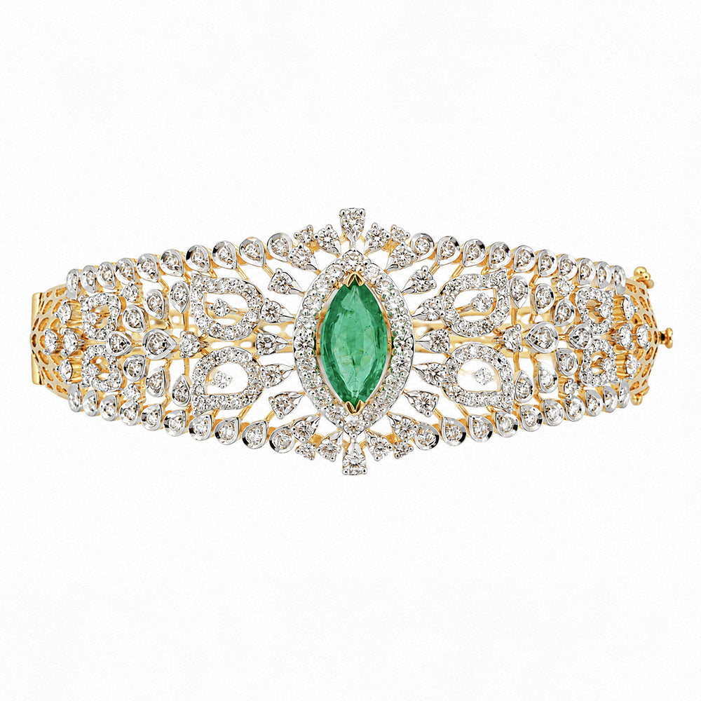 Diamond Bracelet with Natural Emerald
