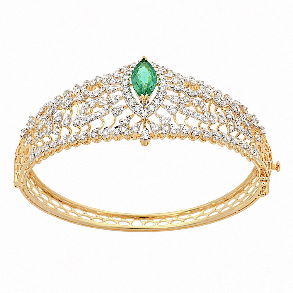 Diamond Bracelet with Natural Emerald