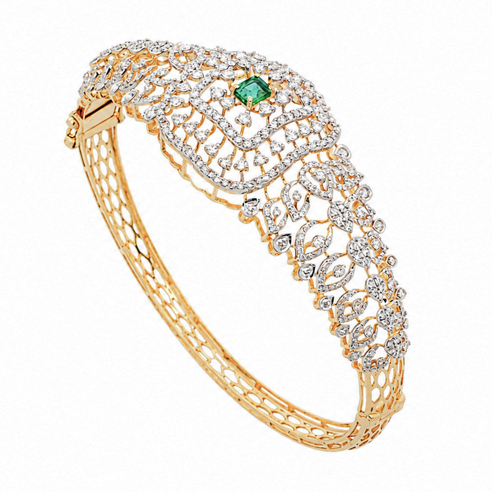 Diamond Bracelet with Natural Emerald
