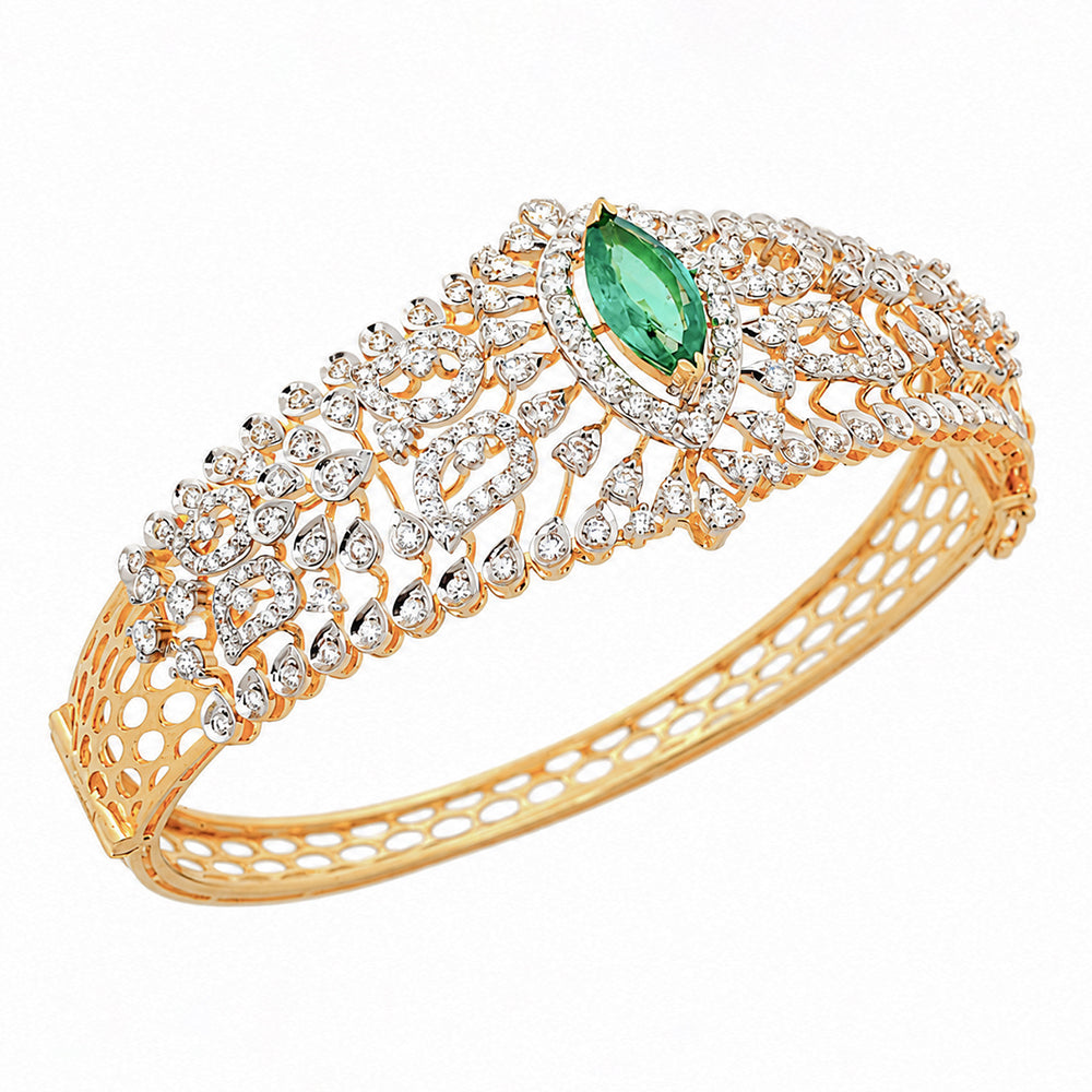 Diamond Bracelet with Natural Emerald