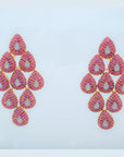 Diamond Earrings with Ruby-Studded Teardrops and Pavé Diamond Accents