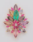 Diamond Pendant With Emeralds, Rubies And Sapphires in a Floral Design