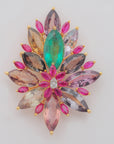 Diamond Pendant With Emeralds, Rubies And Sapphires in a Floral Design