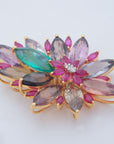 Diamond Pendant With Emeralds, Rubies And Sapphires in a Floral Design