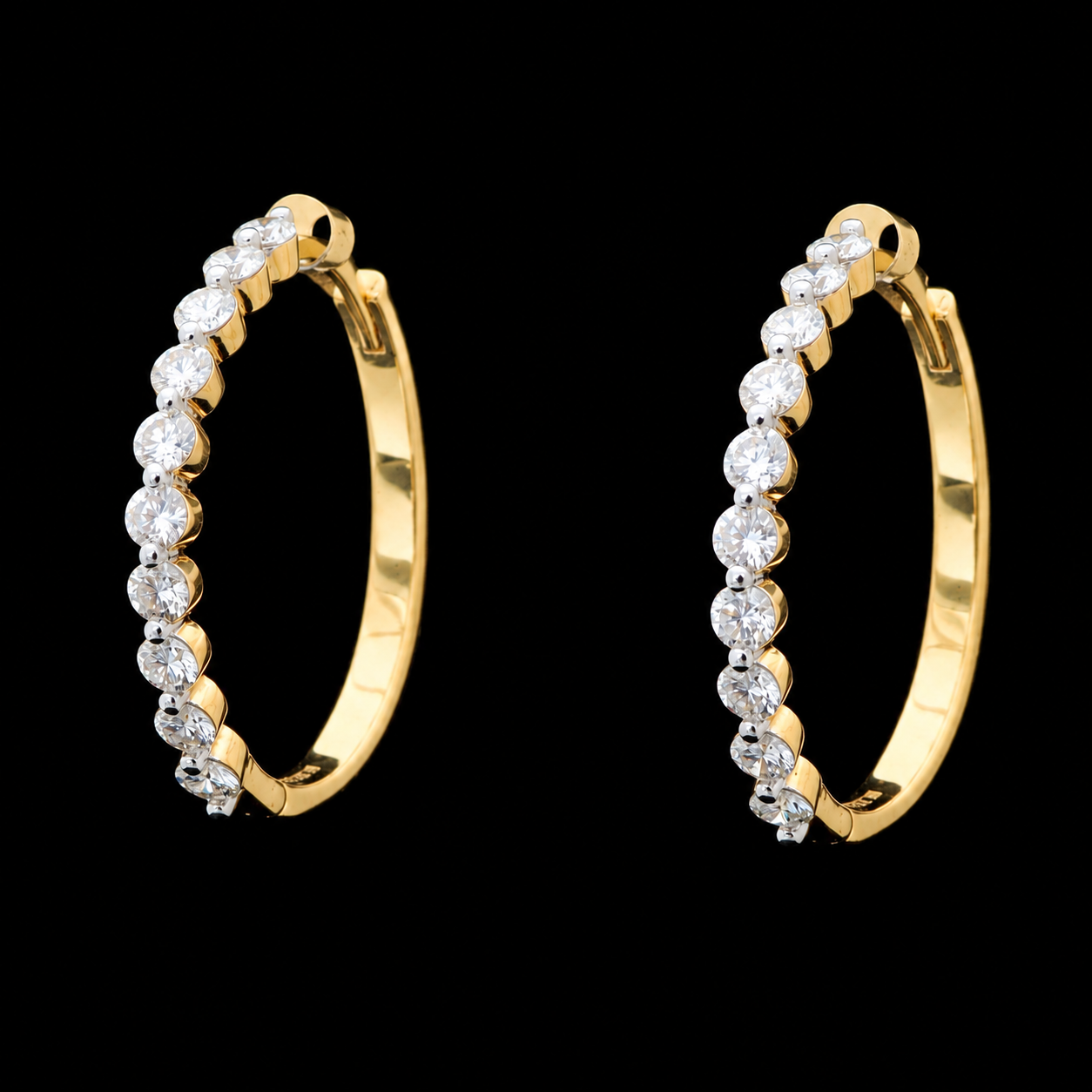 Diamond Hoop Earrings With Elegant Diamond Accents