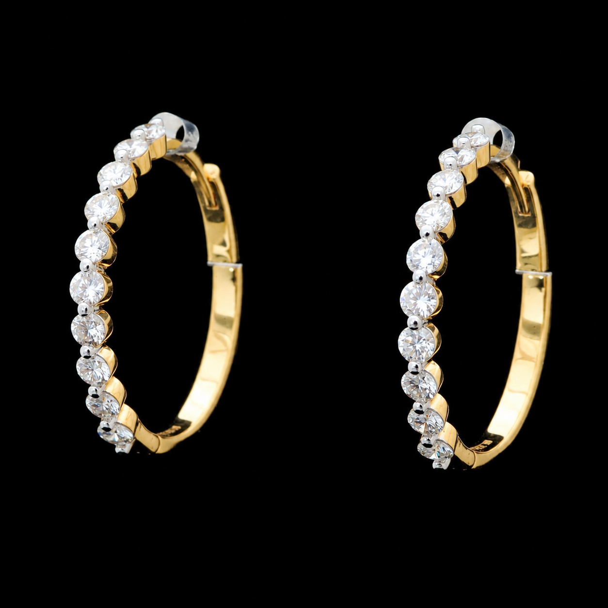Diamond Hoop Earrings With Elegant Diamond Accents