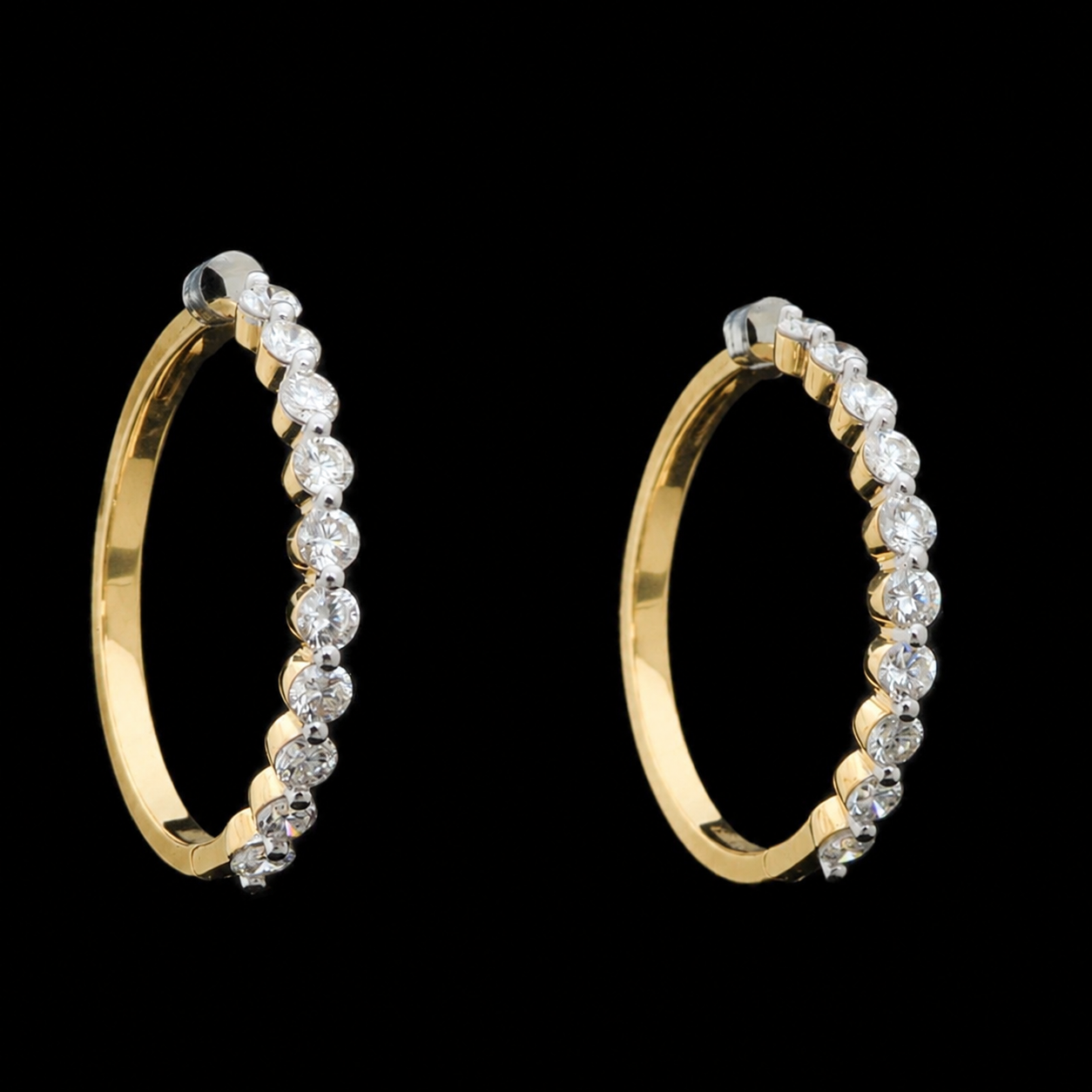 Diamond Hoop Earrings With Elegant Diamond Accents