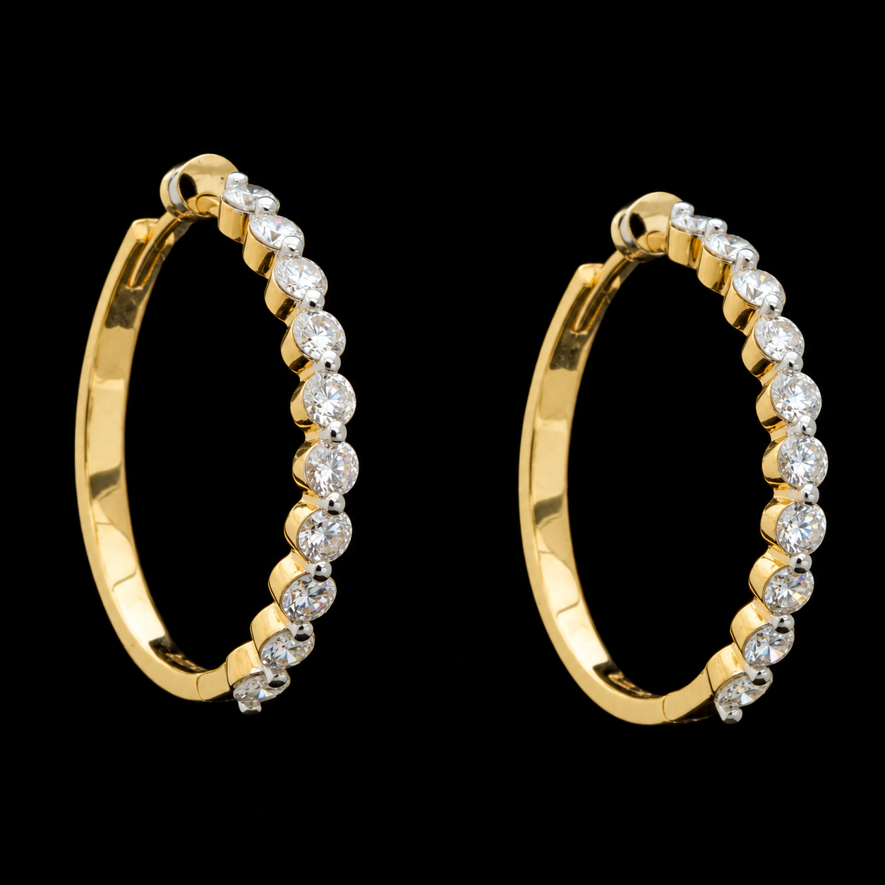 Diamond Hoop Earrings With Elegant Diamond Accents