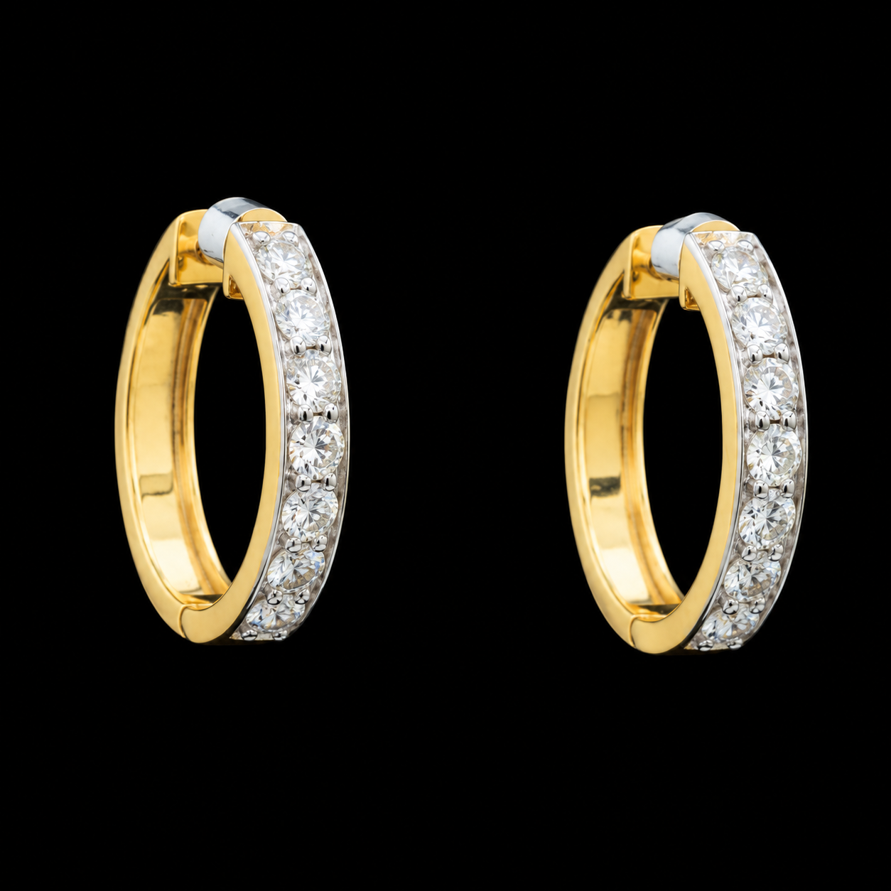 Diamond Hoop Earrings with Pavé Diamond Detailing