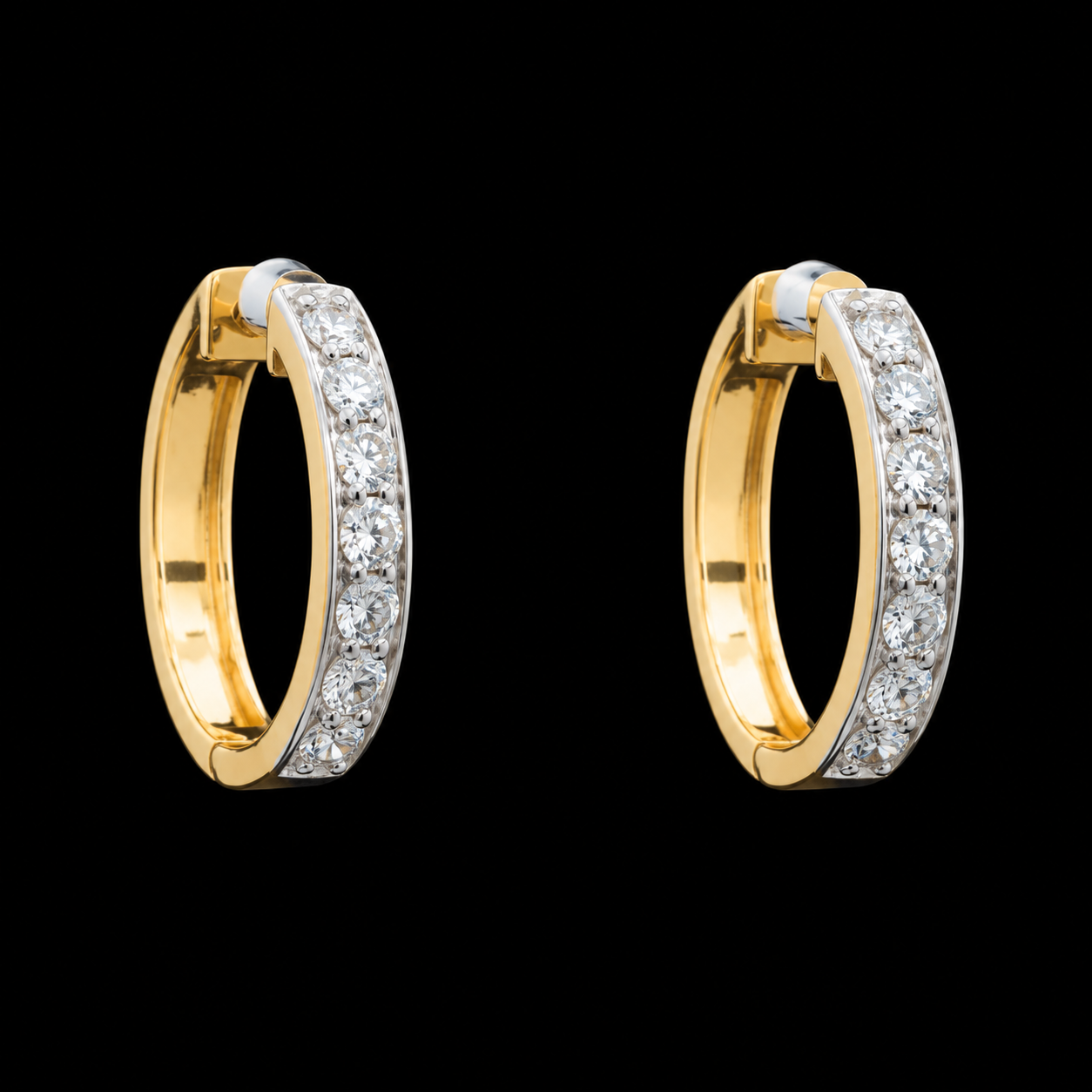 Diamond Hoop Earrings with Pavé Diamond Detailing