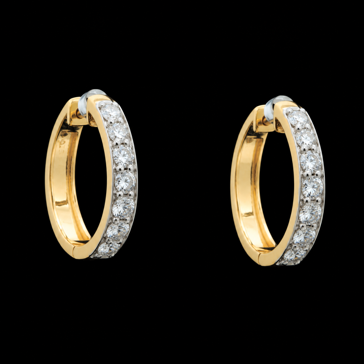 Diamond Hoop Earrings with Pavé Diamond Detailing