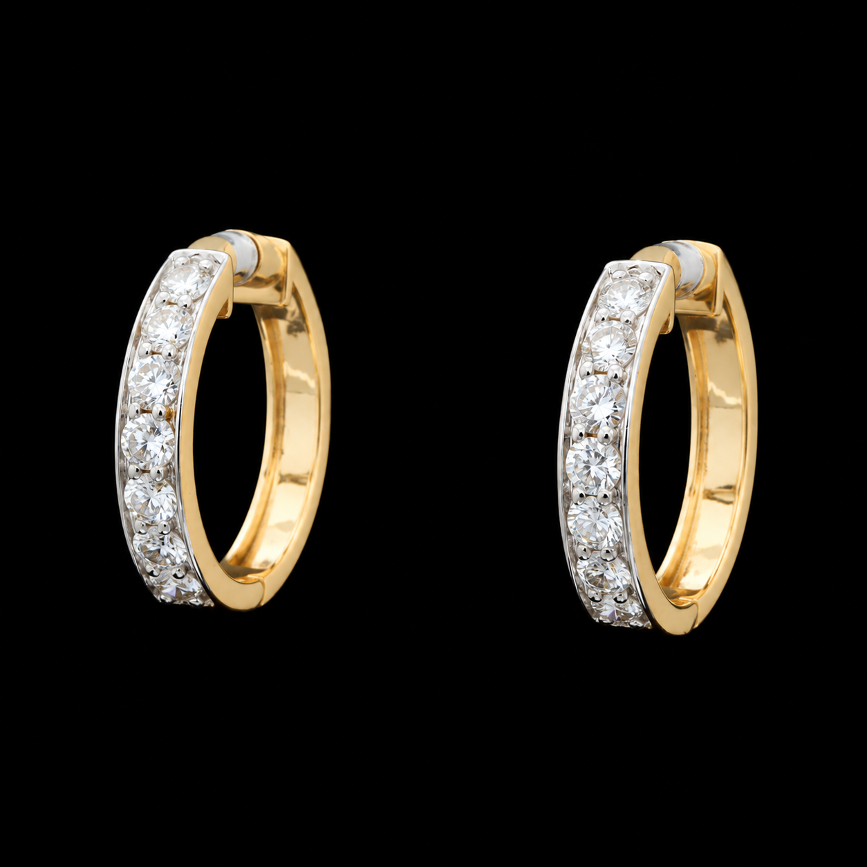 Diamond Hoop Earrings with Pavé Diamond Detailing