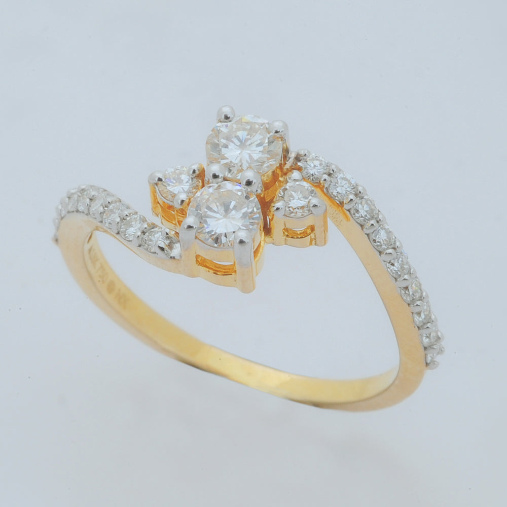 Diamond Ring with Twin Diamond Accents