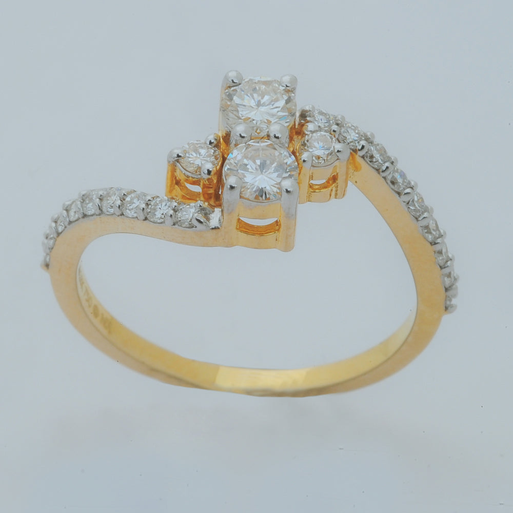 Diamond Ring with Twin Diamond Accents