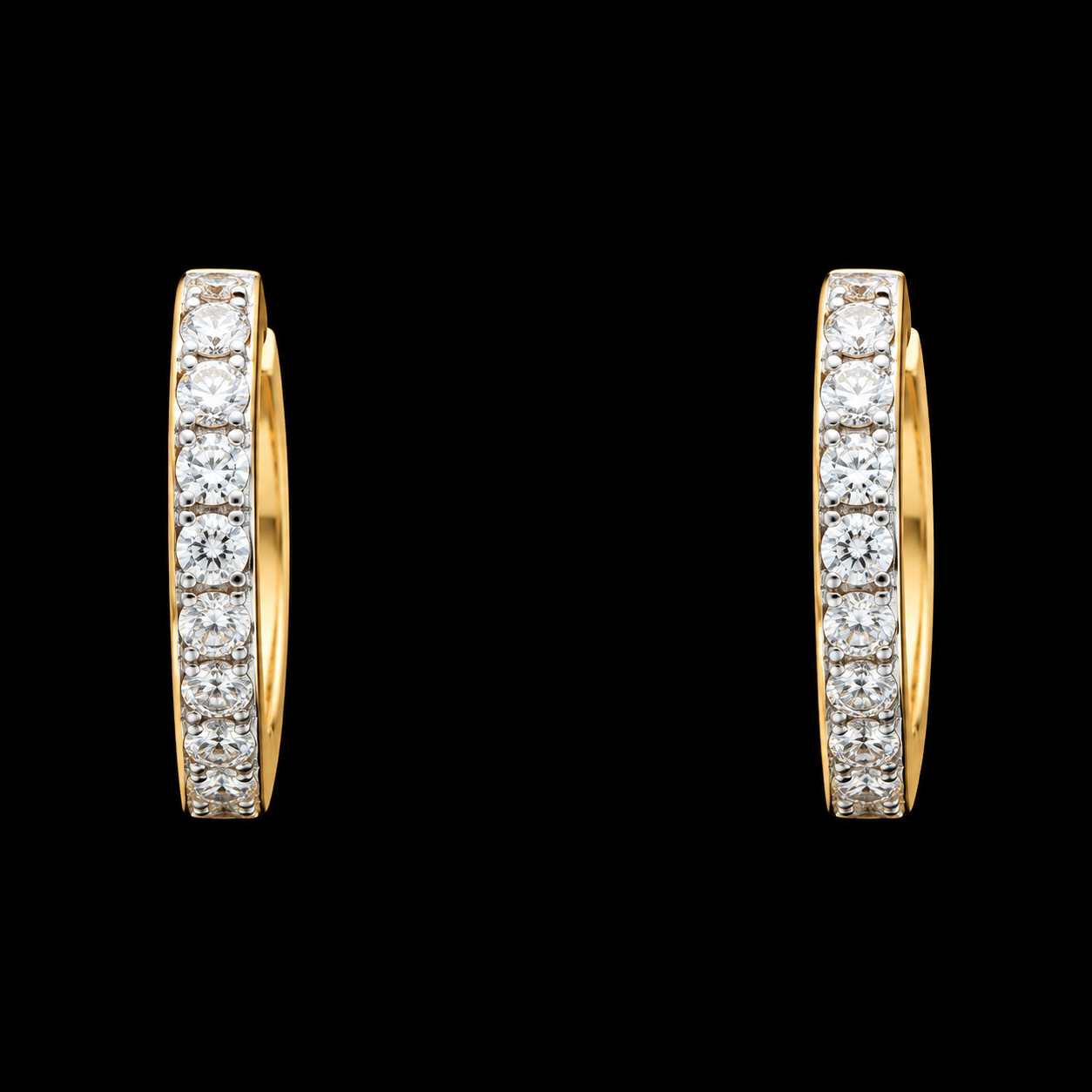 Diamond Hoop Earrings with Classic Diamond Detailing