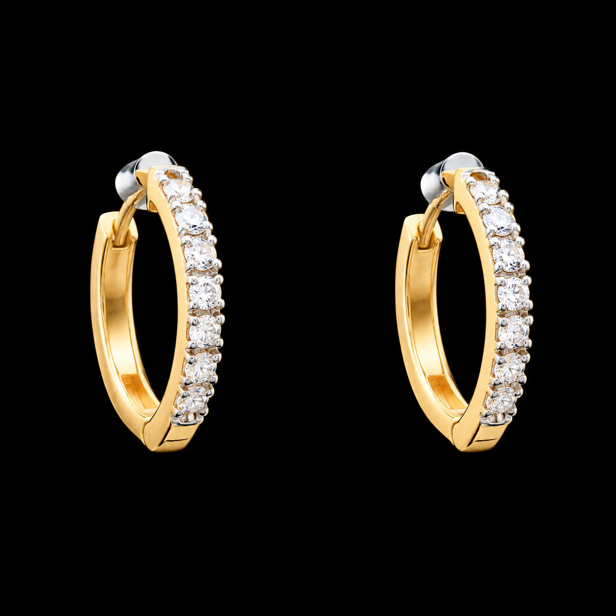 Diamond Hoop Earrings with Classic Diamond Detailing