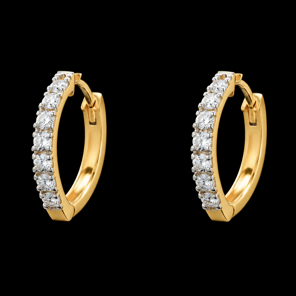 Diamond Hoop Earrings with Classic Diamond Detailing