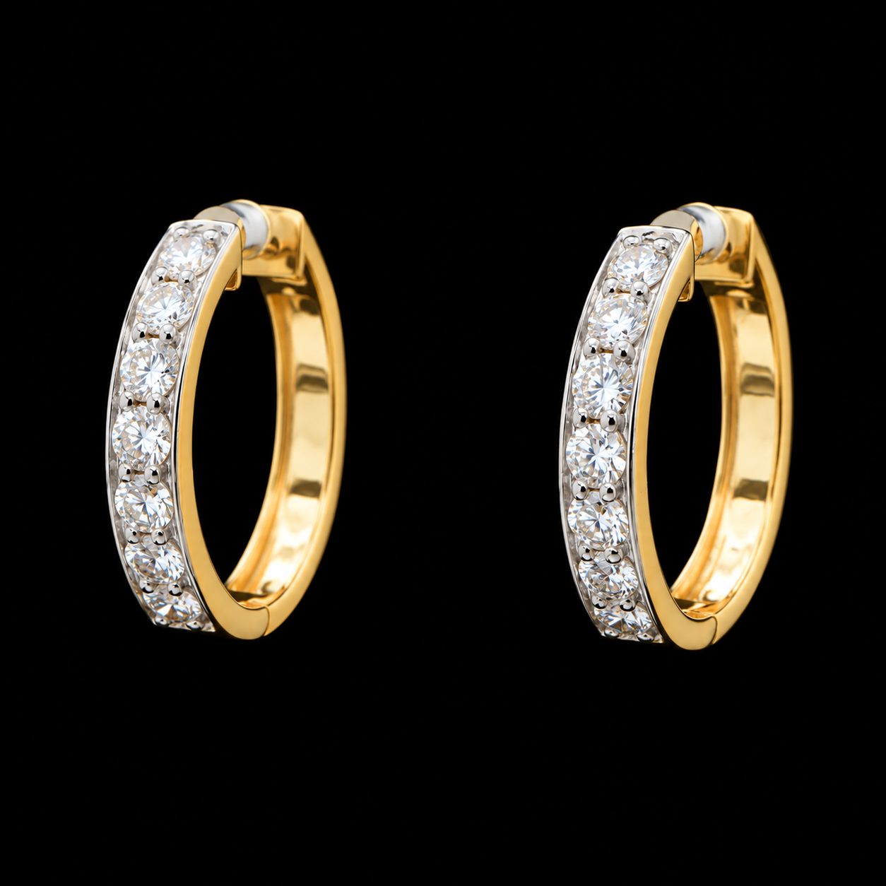 Diamond Hoop Earrings with Elegant Diamond Detailing