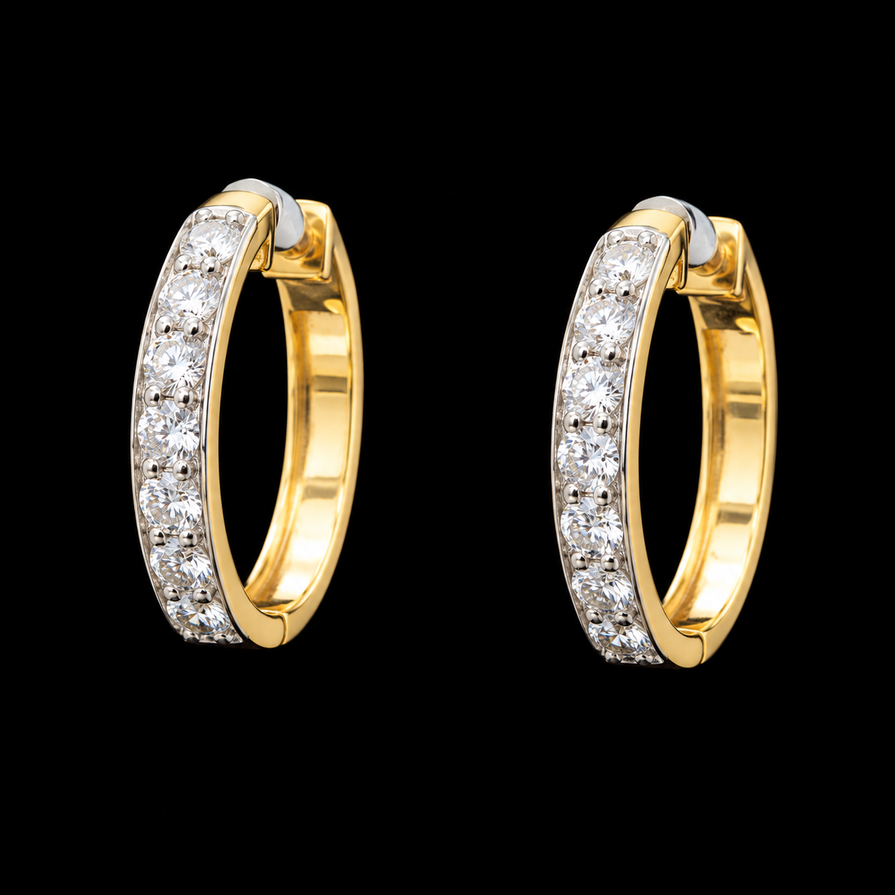 Diamond Hoop Earrings with Elegant Diamond Detailing
