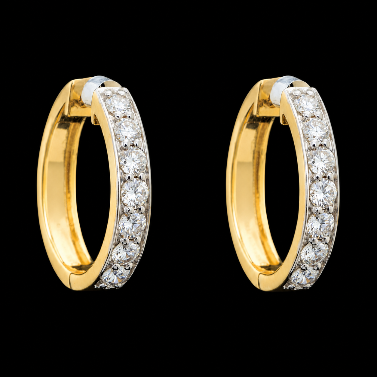 Diamond Hoop Earrings with Elegant Diamond Detailing