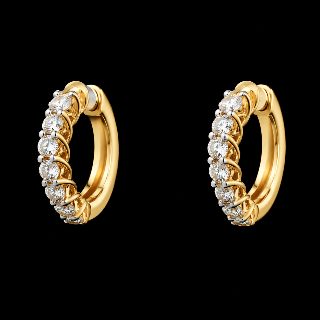 Diamond Hoop Earrings with Classic Prong-Set Diamonds