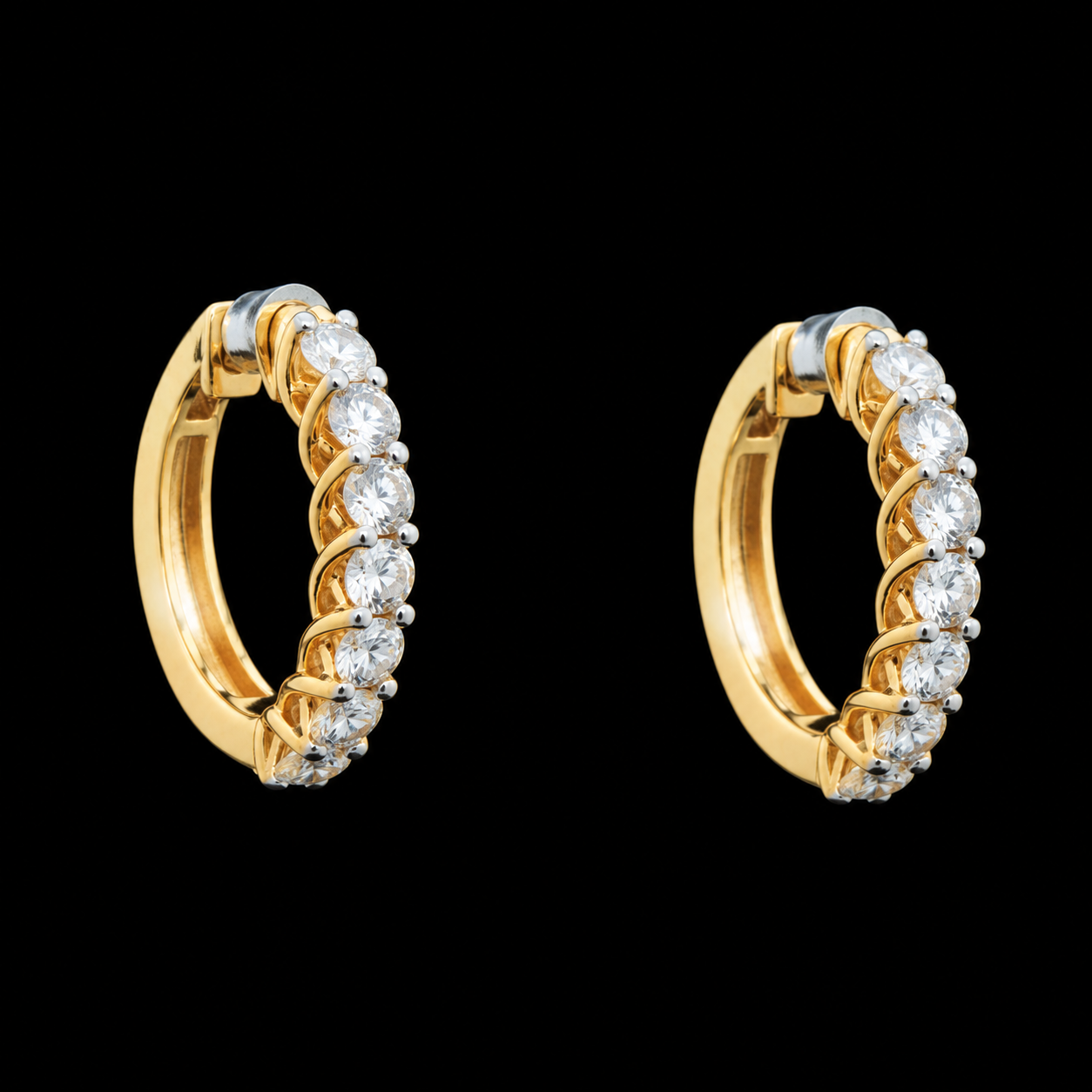 Diamond Hoop Earrings with Classic Prong-Set Diamonds