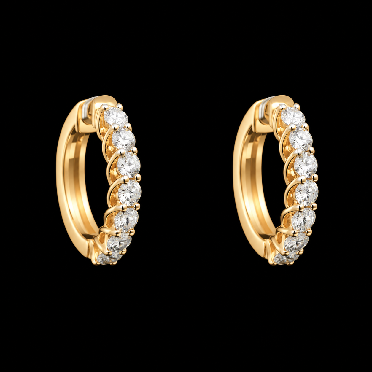 Diamond Hoop Earrings with Classic Prong-Set Diamonds